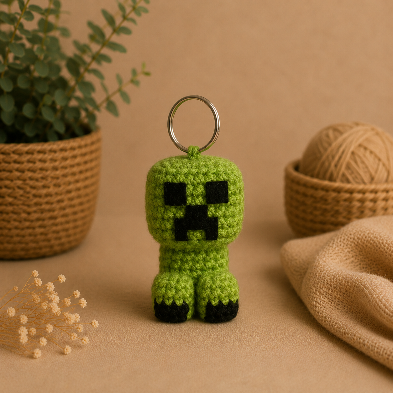 Breloczek Creeper z włóczki